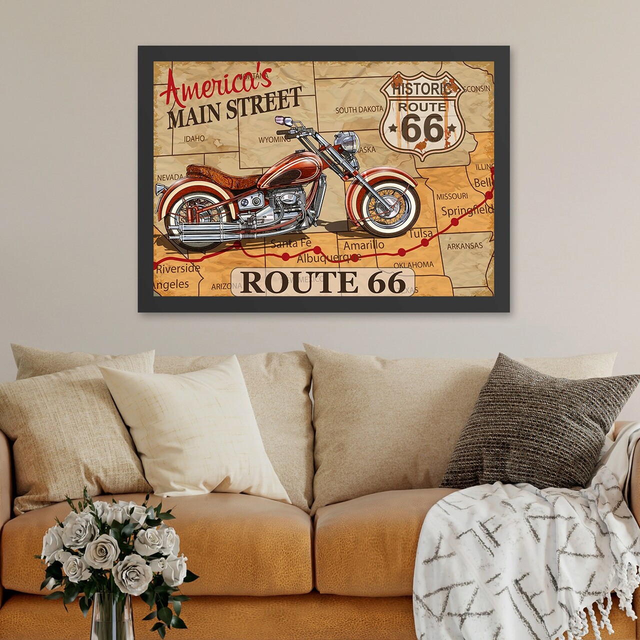 Tablou decorativ, Route 66 (40 x 55), Polistiren, Multicolor - imagine 3